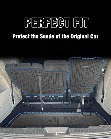 Cargo Liner Compatible with 2008-2020 Dodge Grand Caravan / 2008-2016 Chrysler Town & Country Trunk Mat Cargo Mat Back Seat Cover Protector(Backrest Mats+Trunk Mat) in Saudi Arabia