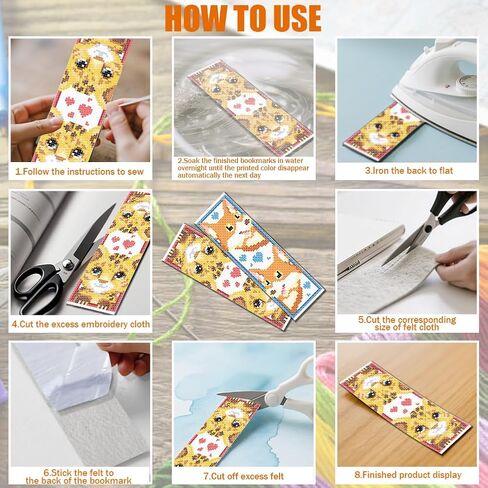 FREEBLOSS 6 Set Cross Stitch Bookmark Kits Cartoon Animal Pattern Stamped Cross Stitch Kit 11CT Embroidery Kit with Instructions for Beginners 20x6cm/8x2.4inch in Saudi Arabia