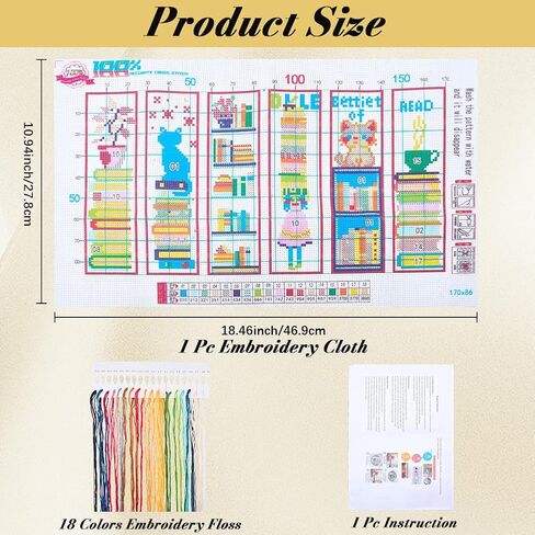 CRASPIRE 6Pcs Cross Stitch Bookmarks Stamped Bookmark Kit with Wire Needle Colorful Cat Animal Crossstitch Embroidery Book Markers Sets for Readers Writers Students Page Gifts Book Favors Gifts in Saudi Arabia