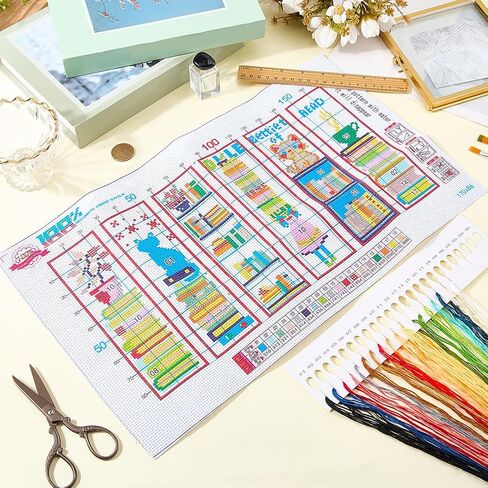 CRASPIRE 6Pcs Cross Stitch Bookmarks Stamped Bookmark Kit with Wire Needle Colorful Cat Animal Crossstitch Embroidery Book Markers Sets for Readers Writers Students Page Gifts Book Favors Gifts in Saudi Arabia