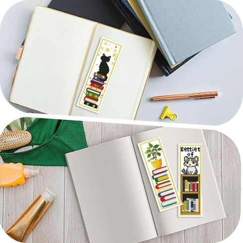 CRASPIRE 6Pcs Cross Stitch Bookmarks Stamped Bookmark Kit with Wire Needle Colorful Cat Animal Crossstitch Embroidery Book Markers Sets for Readers Writers Students Page Gifts Book Favors Gifts in Saudi Arabia