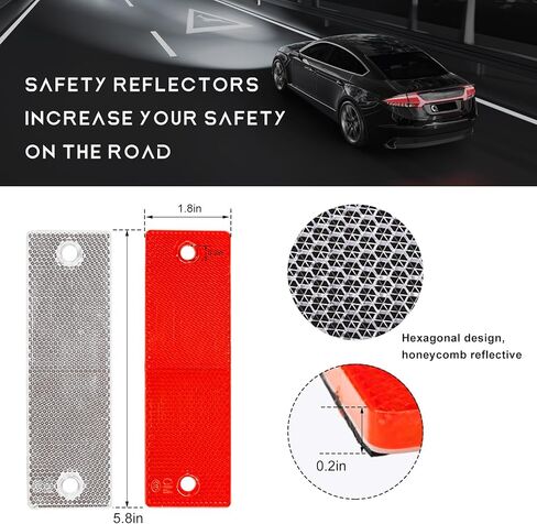 16 PCS Rectangular Safety Reflectors, Waterproof Self Adhesive Rectangle Warning Reflector Stickers, Road Safety Stick-on Rear Reflectors for Trailer Caravan Truck Tractor in Saudi Arabia