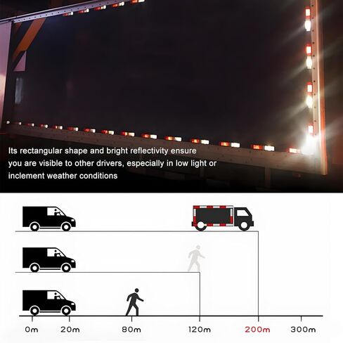 16 PCS Rectangular Safety Reflectors, Waterproof Self Adhesive Rectangle Warning Reflector Stickers, Road Safety Stick-on Rear Reflectors for Trailer Caravan Truck Tractor in Saudi Arabia