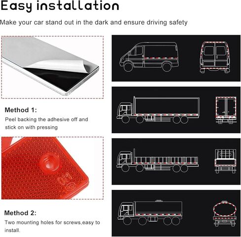 16 PCS Rectangular Safety Reflectors, Waterproof Self Adhesive Rectangle Warning Reflector Stickers, Road Safety Stick-on Rear Reflectors for Trailer Caravan Truck Tractor in Saudi Arabia