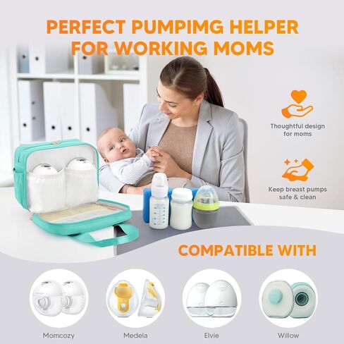 PIIOSER Wearable Breast Pump Bag with Ice Pack, Compatible with Wearable Breast Pumps & Accessories - Portable Pumps Carrying Case for Nursing & Working Moms, Black in Kuwait
