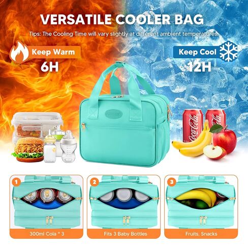 PIIOSER Wearable Breast Pump Bag with Ice Pack, Compatible with Wearable Breast Pumps & Accessories - Portable Pumps Carrying Case for Nursing & Working Moms, Black in Kuwait