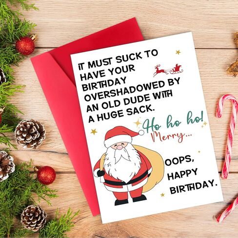 Funny December Birthday Card for Women Men, Happy Xmas Holiday Birthday for Best Friends, Hilarious Christmas Bday Card Gifts for Him Her in Saudi Arabia
