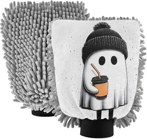 AIXIWAWA Street Halloween Print Car Wash Mitt Washing Glove Scratch Free Water Absorbent 2 Pack Large in Saudi Arabia