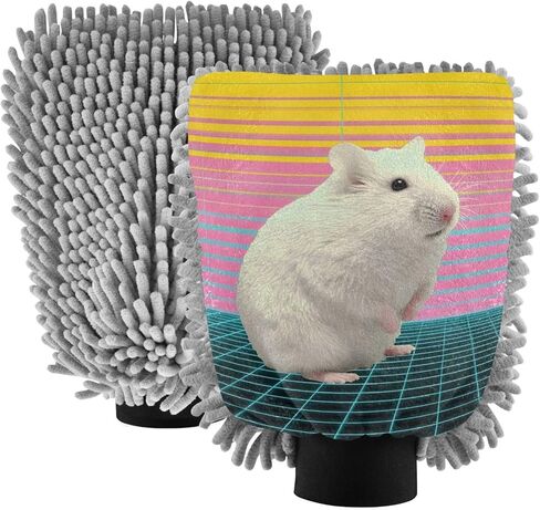 AIXIWAWA Digital Hamster Print Car Wash Mitt Washing Glove Scratch Free Water Absorbent 2 Pack Large in Saudi Arabia