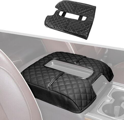 Jimen Center Console Cover Fit for Chevy Silverado/GMC Sierra 2014-2017, for Chevy Suburban 2014-2017, Car Armrest Pad Protector for Chevy Tahoe/GMC Yukon 2014-2017 (Black) in Saudi Arabia