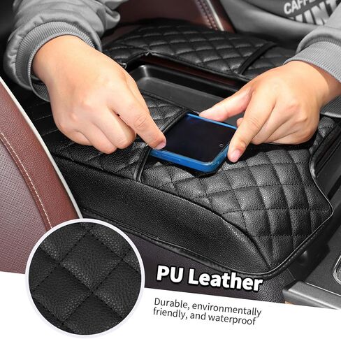 Jimen Center Console Cover Fit for Chevy Silverado/GMC Sierra 2014-2017, for Chevy Suburban 2014-2017, Car Armrest Pad Protector for Chevy Tahoe/GMC Yukon 2014-2017 (Black) in Saudi Arabia