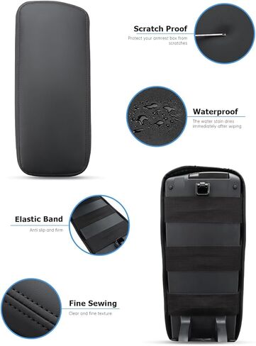 INTGET Center Console Cover for 2026 Toyota Prius Accessories 2023 2024 2025 LE XLE Limited Car Interior Leather Middle Armrest Arm Rest Lid Cushion Pad Protector (2023+, Black Stitches) in Saudi Arabia