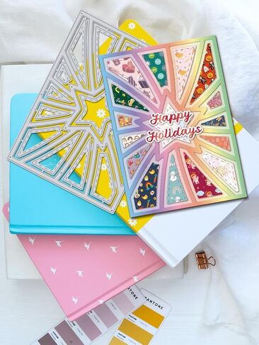 2Pcs Star Line Background Cut Dies, Carbon Steel Cutting Dies Stencils for DIY Scrapbooking Journal Photo Album Decorative Embossing Paper Card Crafts Supply, 142x102x0.8mm in Saudi Arabia