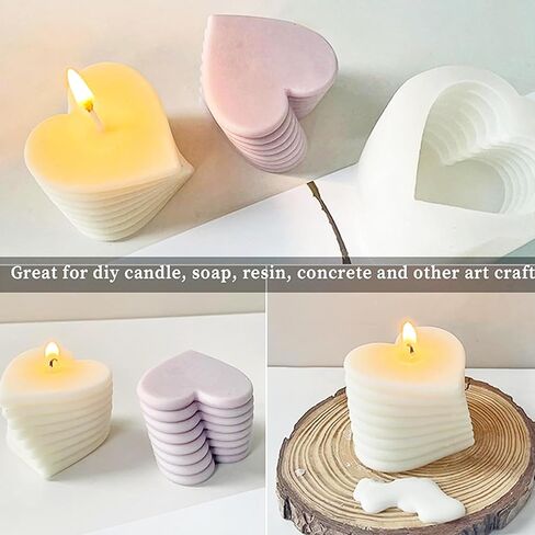 2 Pcs Heart Shaped Candle Mold Valentine's Day 3D Silicone Candle Make Mold Cake Mold for Aroma Soap Candle Candy DIY Tool Supplies Valentine's Day Mother's Day Decoration in Saudi Arabia