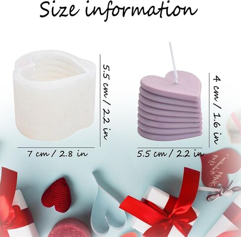 2 Pcs Heart Shaped Candle Mold Valentine's Day 3D Silicone Candle Make Mold Cake Mold for Aroma Soap Candle Candy DIY Tool Supplies Valentine's Day Mother's Day Decoration in Saudi Arabia