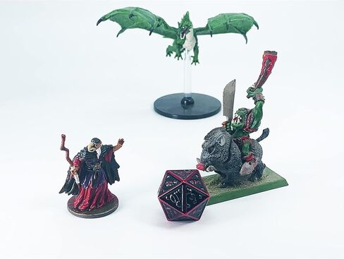 مجموعة النرد المعدنية Fantasydice لمجموعة DND وجميع ألعاب TRPG (ساعة ليلية، أحمر D20) in Kuwait
