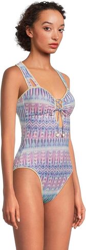 BECCA Women's Standard Tulum One Piece Swimsuit, Abstract Print, Adjustable, Tie Back, Bathing Suits in Saudi Arabia