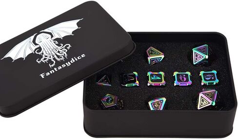 مجموعة النرد المعدنية Fantasydice لمجموعة DND وجميع ألعاب TRPG (ساعة ليلية، أحمر D20) in Kuwait