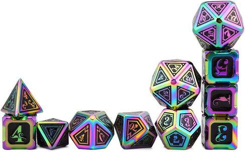 مجموعة النرد المعدنية Fantasydice لمجموعة DND وجميع ألعاب TRPG (ساعة ليلية، أحمر D20) in Kuwait