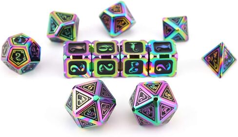 مجموعة النرد المعدنية Fantasydice لمجموعة DND وجميع ألعاب TRPG (ساعة ليلية، أحمر D20) in Kuwait
