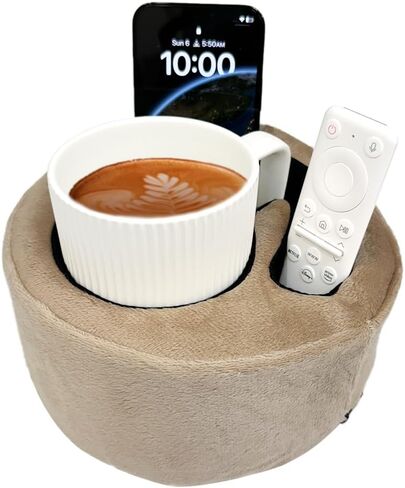 Xchouxer Couch Cup Holder Pillow, Sofa and Bed Organizer Caddy for Drinks, Remotes, Phones (Leopard) in Saudi Arabia
