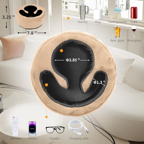 Xchouxer Couch Cup Holder Pillow, Sofa and Bed Organizer Caddy for Drinks, Remotes, Phones (Leopard) in Saudi Arabia