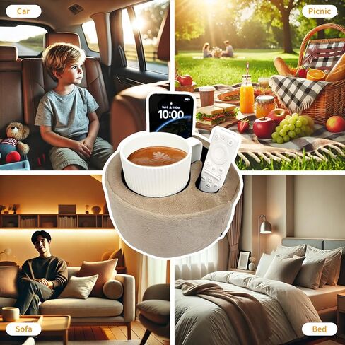 Xchouxer Couch Cup Holder Pillow, Sofa and Bed Organizer Caddy for Drinks, Remotes, Phones (Leopard) in Saudi Arabia