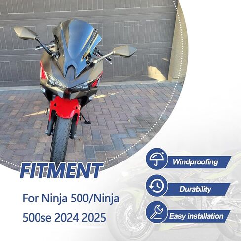 Windshield for Ninja 500 SE 2024 2025 Windscreen Double Bubble Wind Deflector Protector Cover Fairing(Black) in Saudi Arabia