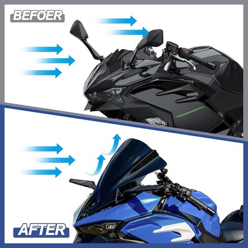 Windshield for Ninja 500 SE 2024 2025 Windscreen Double Bubble Wind Deflector Protector Cover Fairing(Black) in Saudi Arabia