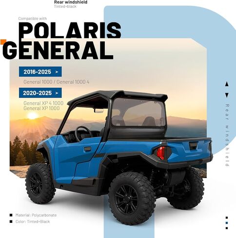 ECOTRIC Rear Windshield Compatible With Polaris General 1000/1000 4 2016-2025, XP 1000/XP 4 1000 2020-2025 UTV Tinted Polycarbonate (PC) Textured Windscreen in Saudi Arabia
