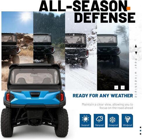 ECOTRIC Rear Windshield Compatible With Polaris General 1000/1000 4 2016-2025, XP 1000/XP 4 1000 2020-2025 UTV Tinted Polycarbonate (PC) Textured Windscreen in Saudi Arabia
