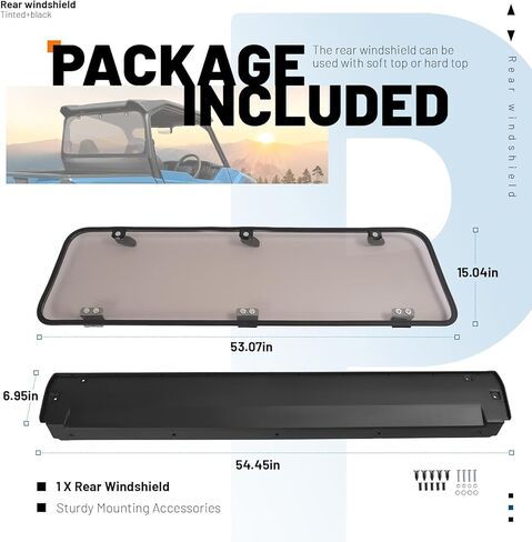 ECOTRIC Rear Windshield Compatible With Polaris General 1000/1000 4 2016-2025, XP 1000/XP 4 1000 2020-2025 UTV Tinted Polycarbonate (PC) Textured Windscreen in Saudi Arabia