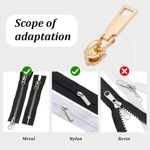 PH PandaHall Metal Zipper Repair Kit, Detachable Zip Heads Luggage Zipper Pull Replacement Zipper Slider Replacement for Jackets Luggage Bags Suitcases Tents Outdoor Gear(#5 Golden) in Saudi Arabia