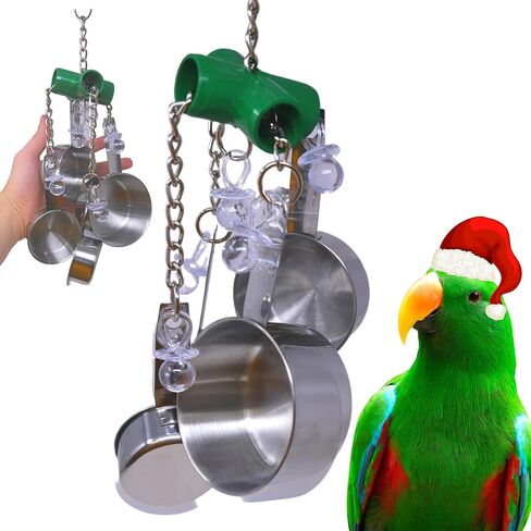 Clacker Bonka Bird Toys Colorful Durable Stainless Steel Pullable Parrot Macaw African Grey Cockatoo (Single Clacker, White) in Kuwait