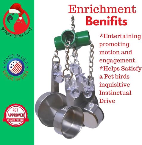 Clacker Bonka Bird Toys Colorful Durable Stainless Steel Pullable Parrot Macaw African Grey Cockatoo (Single Clacker, White) in Kuwait