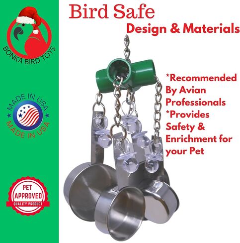 Clacker Bonka Bird Toys Colorful Durable Stainless Steel Pullable Parrot Macaw African Grey Cockatoo (Single Clacker, White) in Kuwait