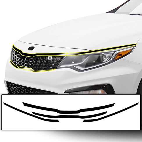 BOGAR TECH DESIGNS مصبغة أمامية من الكروم حذف ملصق لاصق من الفينيل يناسب Kia Optima 2016-2020، أسود لامع in Kuwait