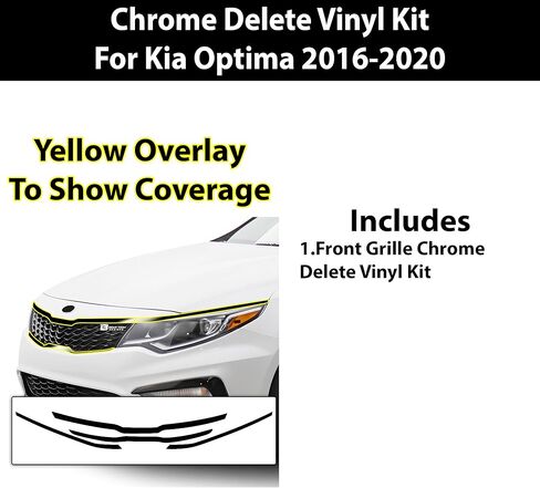BOGAR TECH DESIGNS مصبغة أمامية من الكروم حذف ملصق لاصق من الفينيل يناسب Kia Optima 2016-2020، أسود لامع in Kuwait