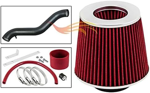 Rtunes Racing Short Ram Air Intake Kit + Filter Combo BLACK PIPE AND RED Compatible For 07-10 Jeep Commander / 05-10 Jeep Grand Cherokee 3.7L V6 in Saudi Arabia