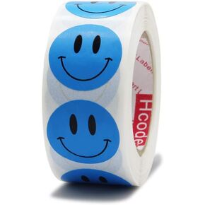 Happy Face Paper Stickers, 1 Inch Yellow, 500 Pieces per Roll, Permanent Adhesive, for Teachers, Parties, Rewards, Kids in Kuwait