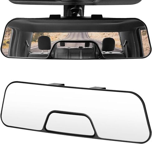 JOYTUTUS Rear View Mirror, 12 Inch Panoramic Anti-Glare Rearview with baby Mirror, Interior Clip-on Wide Angle Convex to Reduce Blind Spot, Effectively for More Car SUV Trucks in Saudi Arabia