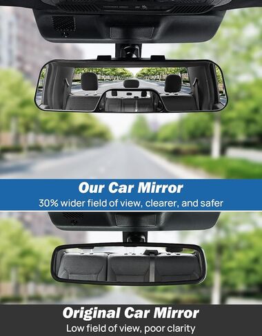 JOYTUTUS Rear View Mirror, 12 Inch Panoramic Anti-Glare Rearview with baby Mirror, Interior Clip-on Wide Angle Convex to Reduce Blind Spot, Effectively for More Car SUV Trucks in Saudi Arabia
