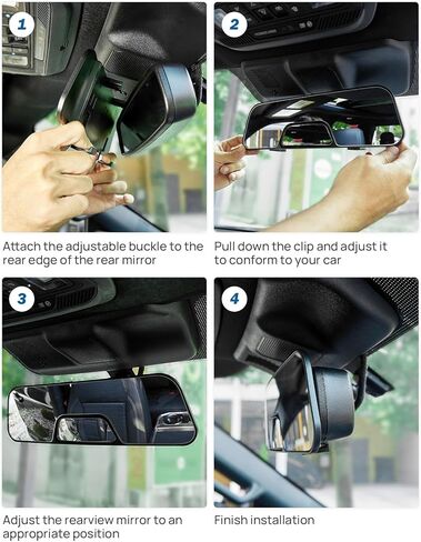 JOYTUTUS Rear View Mirror, 12 Inch Panoramic Anti-Glare Rearview with baby Mirror, Interior Clip-on Wide Angle Convex to Reduce Blind Spot, Effectively for More Car SUV Trucks in Saudi Arabia
