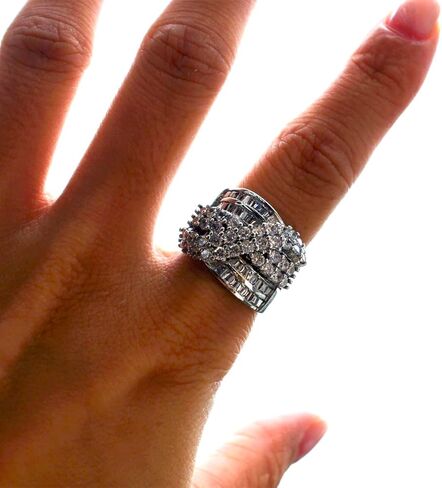 925 Sterling Silver Shiny Full Diamond Gemstone Ring 18K Gold Cocktail Cross Cubic Zirconia Promise Ring CZ Diamond Multi Row Rings Eternity Engagement Wedding Party Ring for Women Z.145 (US Code 8) in Saudi Arabia