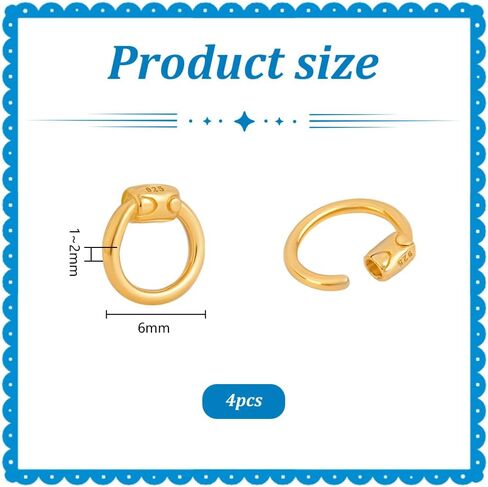 PH PandaHall 4pcs Sterling Silver Locking Jump Rings, 6mm Platinum Connector Ring 18 Gauge Round O Ring Crimp Chainmail Rings for DIY Bracelets Necklaces Pendants Chain Choker Making in Saudi Arabia