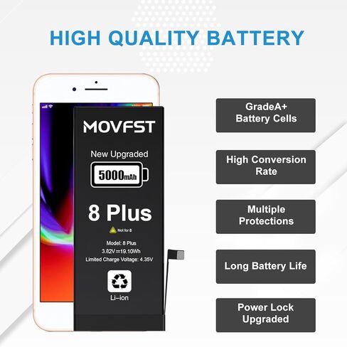 MOVFST Replacement for iPhone 14 Plus Battery,4800mAh Li-ion Polymer High Capacity Battery Fit for iPhone 14 Plus Model A2886 A2632 A2885 A2896 A2887 with Repair Tool Kits in Saudi Arabia