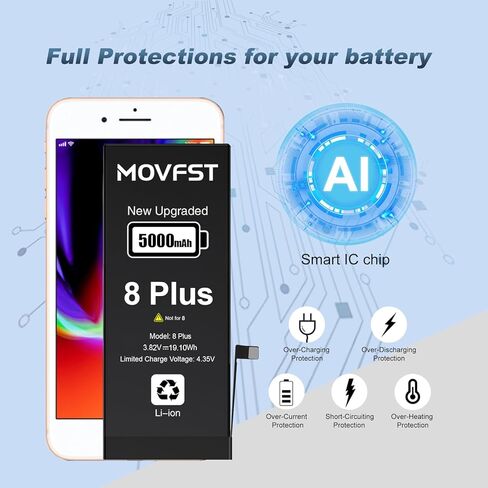 MOVFST Replacement for iPhone 14 Plus Battery,4800mAh Li-ion Polymer High Capacity Battery Fit for iPhone 14 Plus Model A2886 A2632 A2885 A2896 A2887 with Repair Tool Kits in Saudi Arabia