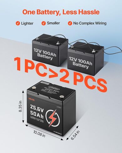 VEVOR 24V 50Ah LiFePO4 Lithium Battery, Bluetooth, Deep Cycle Lithium Rechargeable Battery, Built-in 30A BMS, Low Temp Protection, 4000+ Cycles, Max. 1280Wh, for RV, Camper, Trolling Motors, Marine in Saudi Arabia