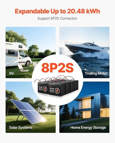 VEVOR 24V 50Ah LiFePO4 Lithium Battery, Bluetooth, Deep Cycle Lithium Rechargeable Battery, Built-in 30A BMS, Low Temp Protection, 4000+ Cycles, Max. 1280Wh, for RV, Camper, Trolling Motors, Marine in Saudi Arabia