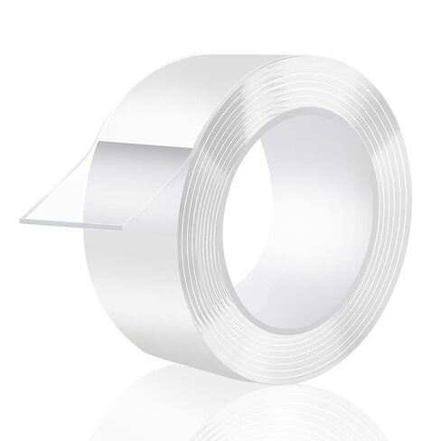 Double Sided Tape Heavy Duty, Removable Nano Double Sided Adhesive Tape, Clear Mounting Tape Picture Hanging Adhesive Strips Waterproof for Walls Photo Crafts Carpet Poster, 1" x 16.5FT in Saudi Arabia